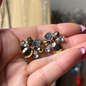 Elegant Gold and Silver Crystal Earrings
